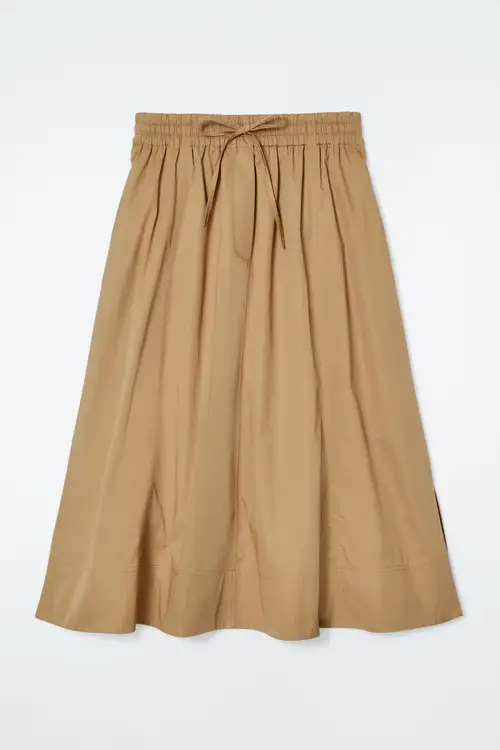 DRAWSTRING A-LINE MIDI SKIRT