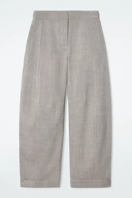 WOOL BARREL-LEG UTILITY TROUSERS