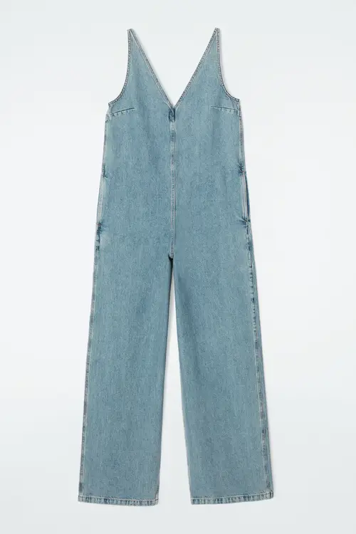 V-NECK DENIM JUMPSUIT