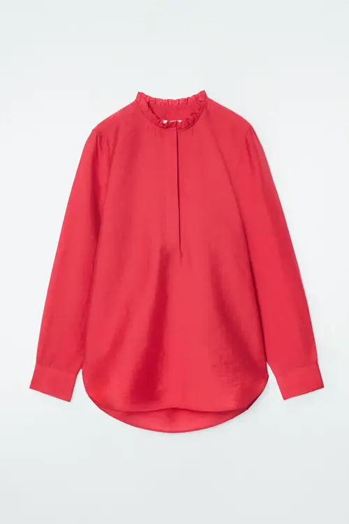 RUFFLE-COLLAR TEXTURED BLOUSE