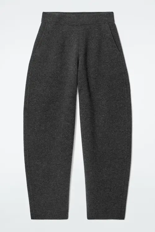 MERINO WOOL BARREL-LEG TROUSERS