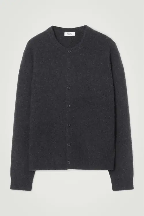 BOILED-CASHMERE CREW-NECK CARDIGAN