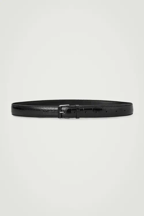 CROC-EFFECT LEATHER BELT