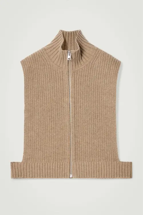 OPEN-SIDE ZIP-UP WOOL VEST