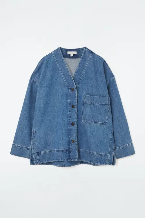 V-NECK DENIM SHIRT