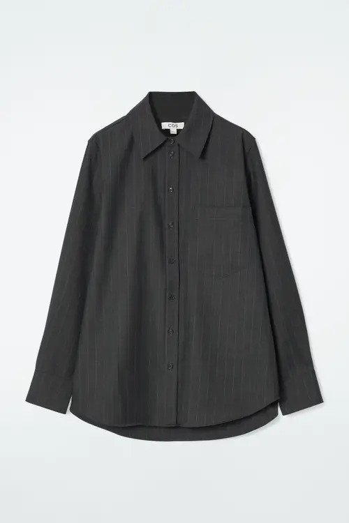 RELAXED PINSTRIPED WOOL SHIRT