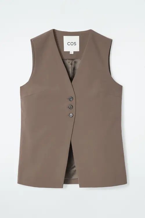 LONGLINE TAILORED TWILL WAISTCOAT