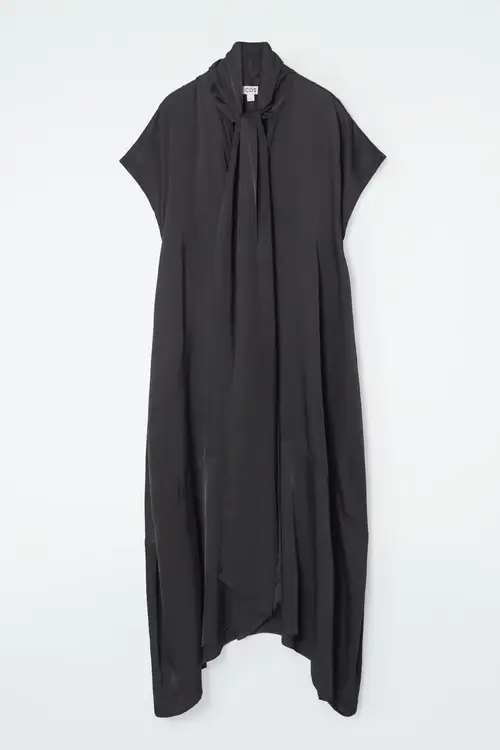 BOW-DETAIL ASYMMETRIC MIDI DRESS