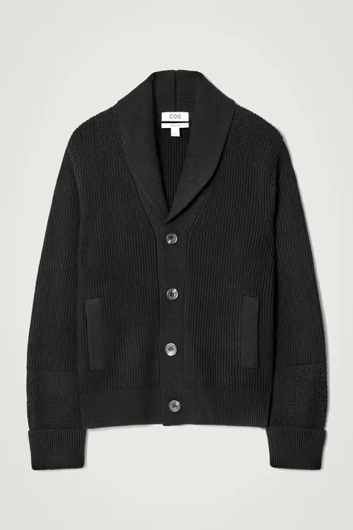 SHAWL-COLLAR MERINO WOOL CARDIGAN