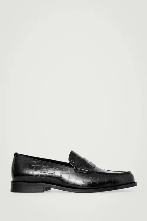 CROC-EFFECT LEATHER LOAFERS