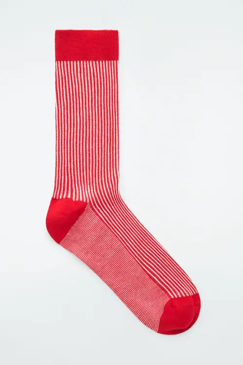 STRIPED RIBBED-KNIT SOCKS