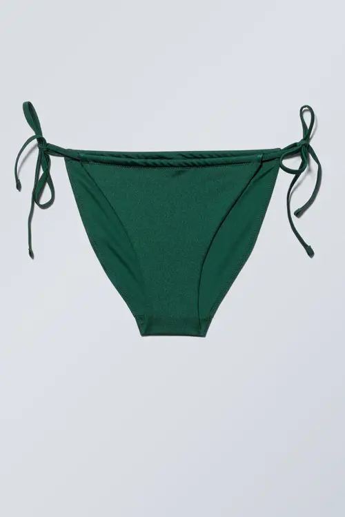 Low Waist Ruched Bikini Briefs - Green