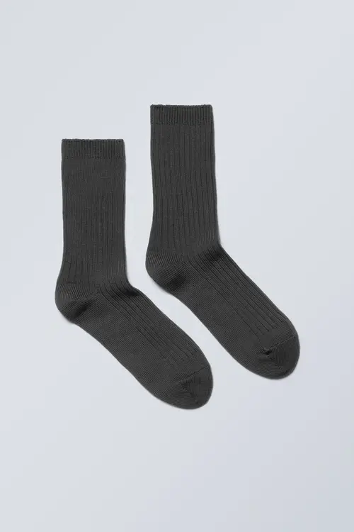 Pond Ribbed Socks - Grey