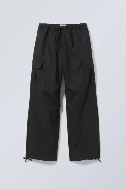 Parachute Loose Cargo Trousers - Black