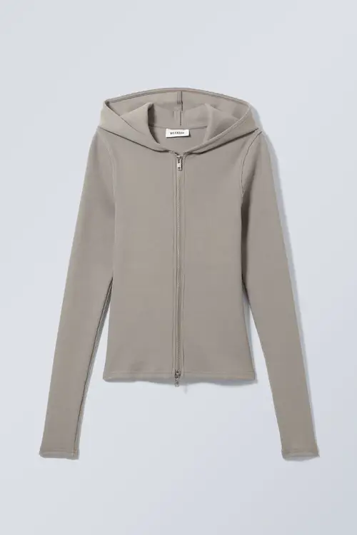 Cut Tight Zip Hoodie - Grey