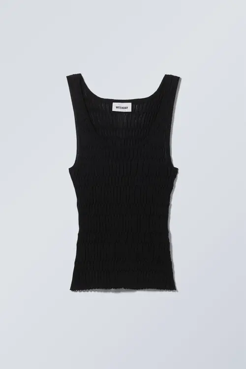 Claire Knitted Tank Top - Black