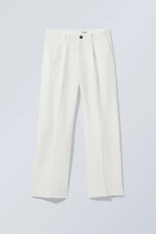 Uno Loose Linen Suit Trouser - White