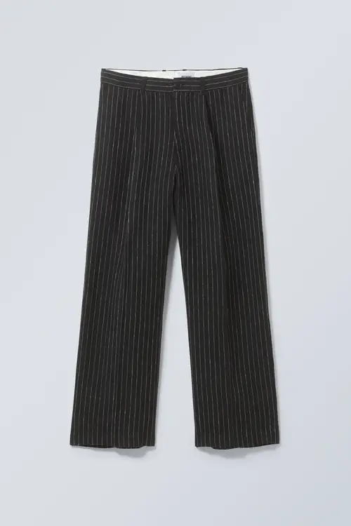 Uno Loose Linen Suit Trouser - Black