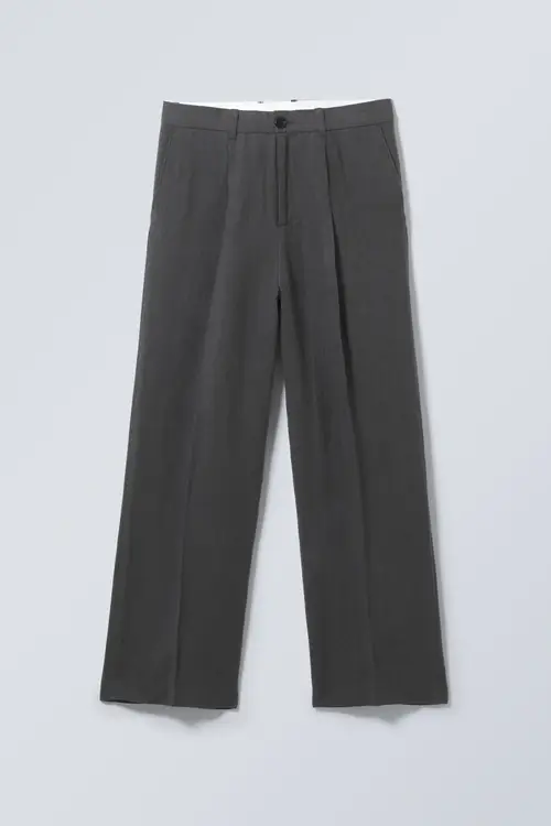 Uno Loose Linen Suit Trouser - Grey