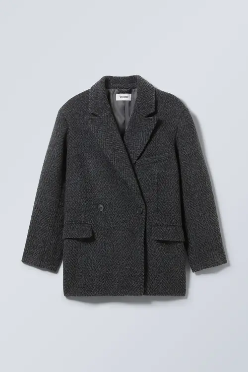 Carla Oversized Wool Blend Jacket - Grey