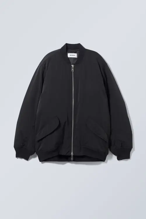 Lui Oversized Bomber Jacket - Black