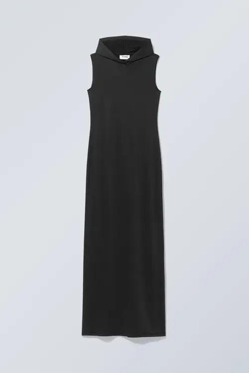 Emily Hooded Tank Dress - Black