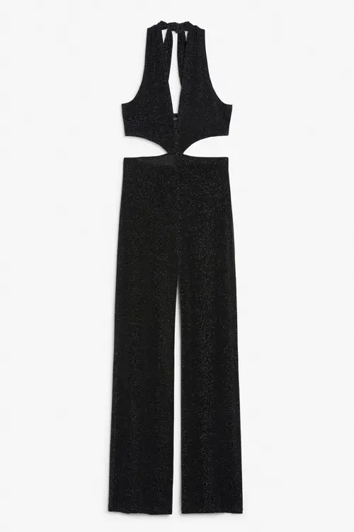 Sparkly halter jumpsuit - Black