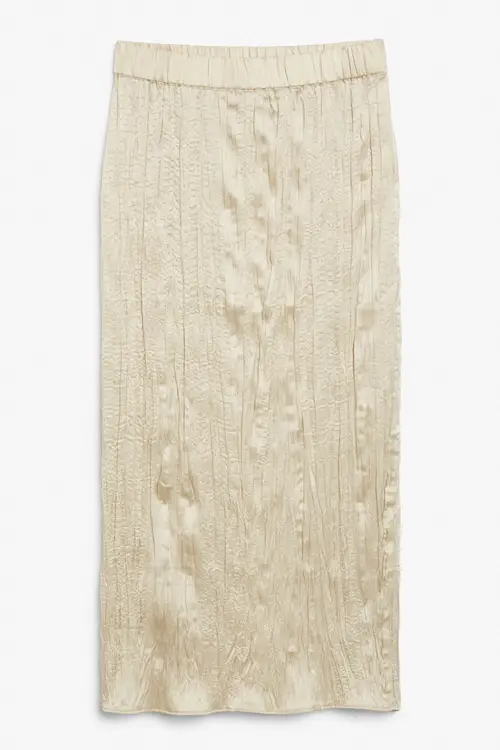 Crinkle maxi skirt - Beige