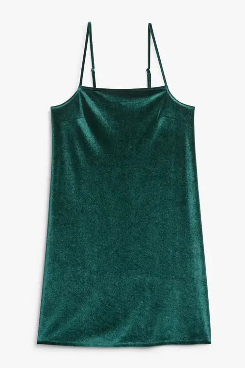 Velvet mini slip dress - Green