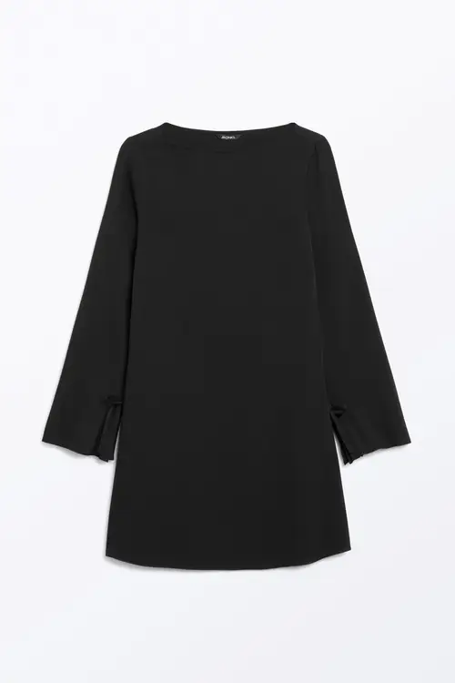 Flared boatneck dress - Black