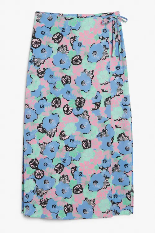 Long skirt with tie waist - Blue