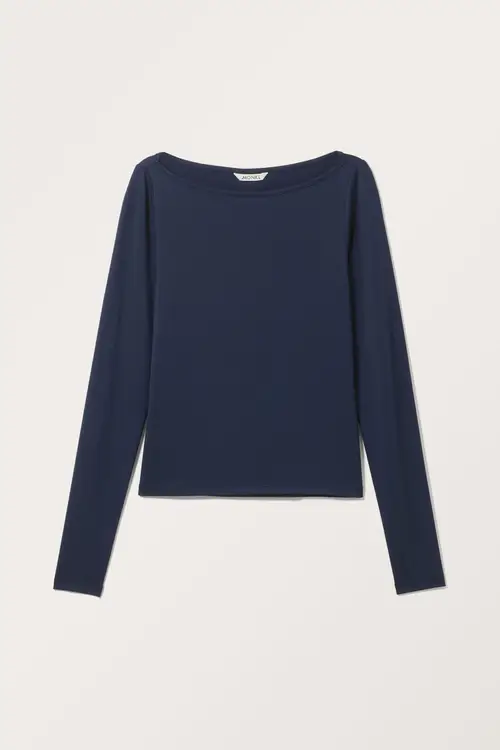 Long sleeve boat neck top - Blue