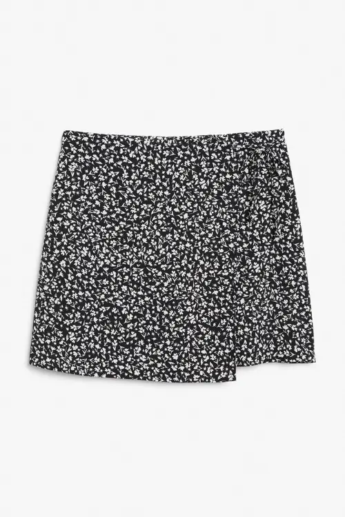 Mini wrap skirt with bow - Black