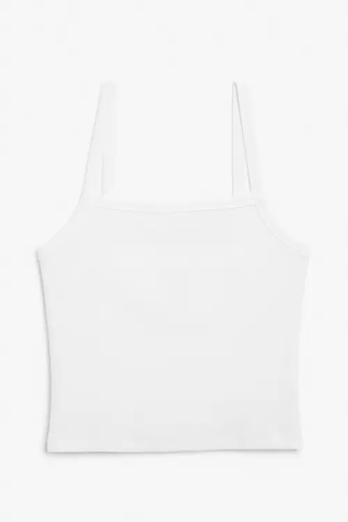 Square neck singlet - White