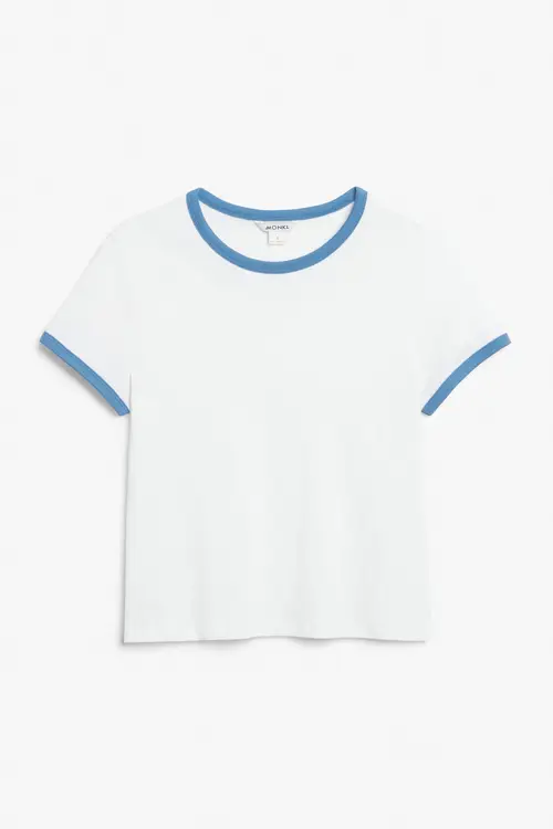 T-shirt with contrast trim - White