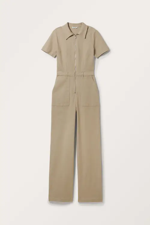 Fitted Carpenter Jumpsuit - Beige