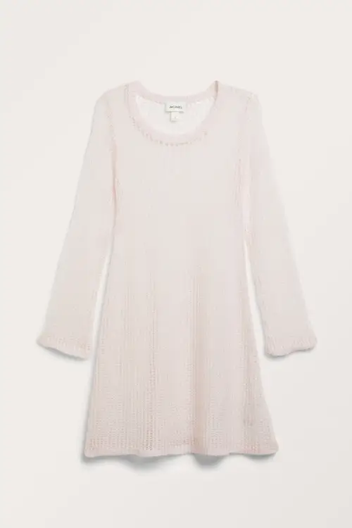 Long sleeved loose knit mini dress - Pink