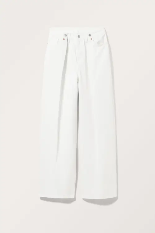 Loose Fit Adjustable Waist Jeans - White