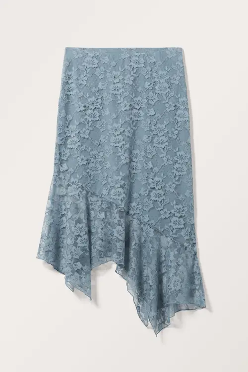 Asymmetric Lace Skirt - Blue