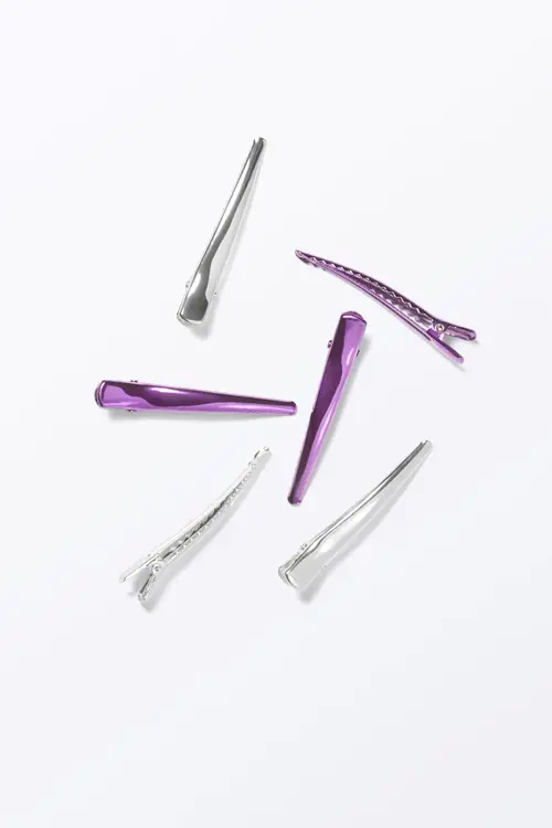 6-pack Shiny Hair Clips - Purple