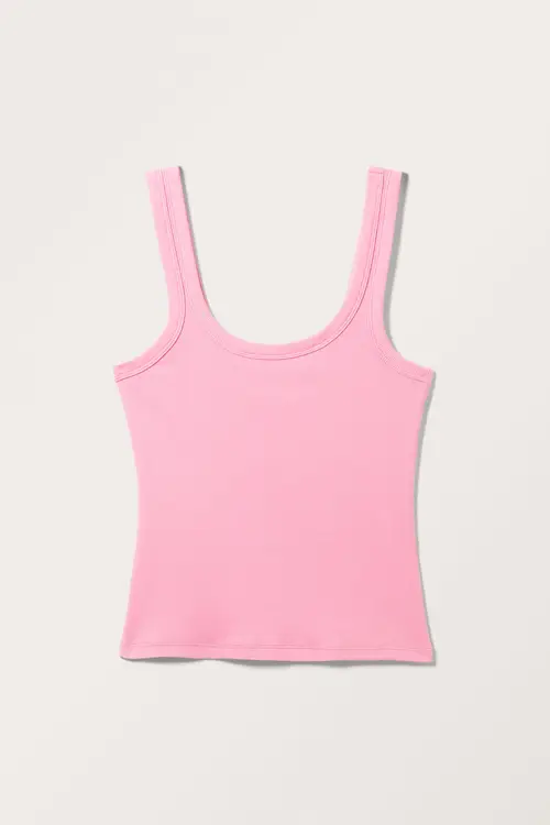 Rib Fitted Tank Top - Pink