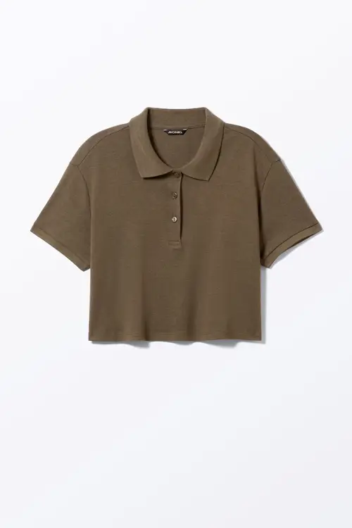 Cropped Polo Shirt - Green