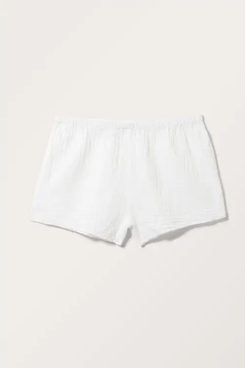 Mini Pull-on Cotton Shorts - White