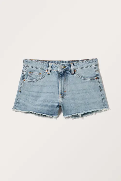 Frayed Mini Denim Shorts - Blue