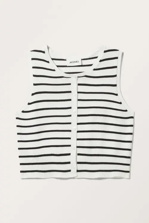 Jacquard Knitted Vest - White