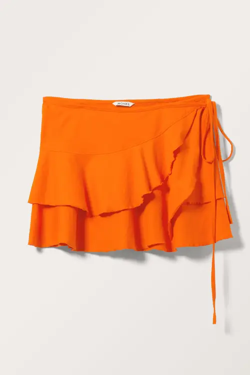 Frilled Mini Wrap Skirt - Orange