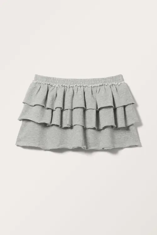 Mini Ruffle Jersey Skirt - Grey