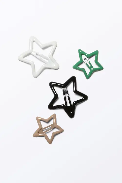 Star Hair Clips - Green