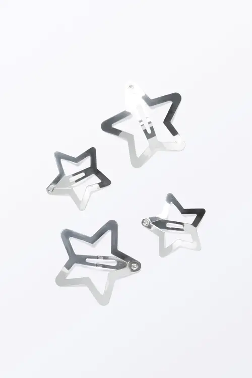 Star Hair Clips - Silver