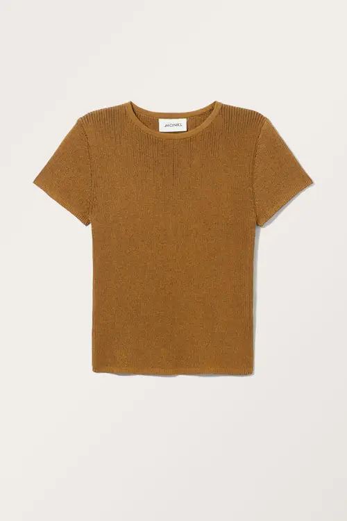 Knitted Short Sleeve T-shirt - Beige